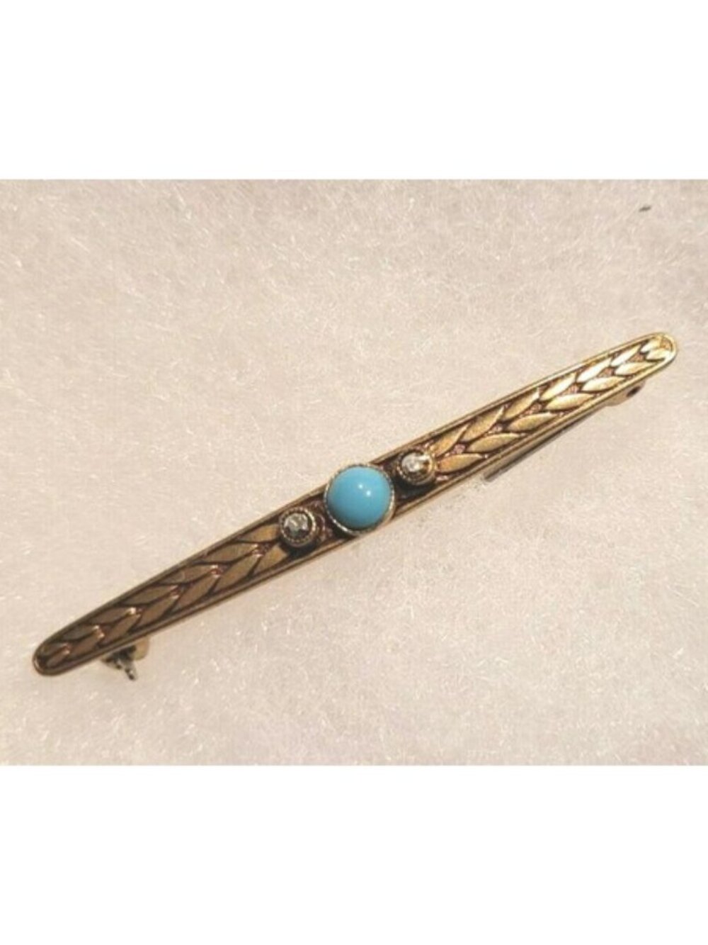 NORDSTROM Vintage GOLD STONE/RHINESTONE BROOCH pin 2"